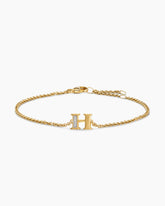 Petite Pavé Initial Chain Bracelet in 18K Yellow Gold with Diamond H